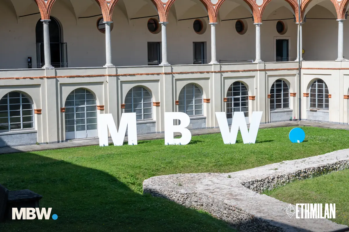 Large MBW letters on the lawn of the museum cloister